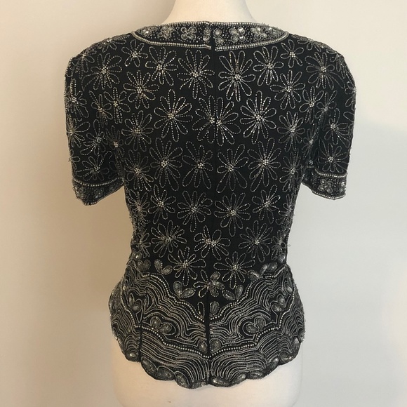 Vintage 'Dress Me Up' Black/Silver Party-Top - Picture 10 of 14